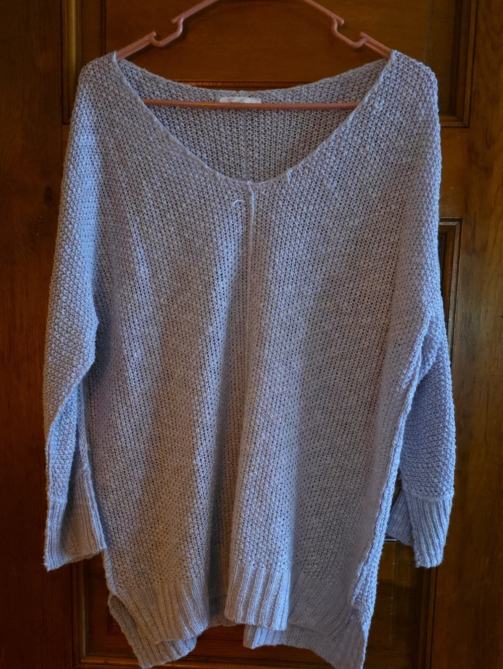 Blush Light Lavender V-Neck Oversized Knit Sweater
